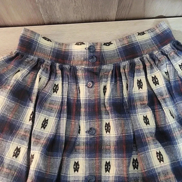 🛍Sam & Libby Vintage‎ Plaid Embroidered Button Front Pleated Skirt Womens 9/10 - Picture 4 of 5